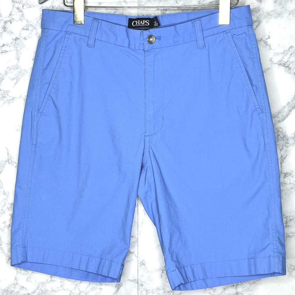 Chaps Mens Blue Y2K Flat Front Stretch Chino Shorts Size 32 - Picture 7 of 7